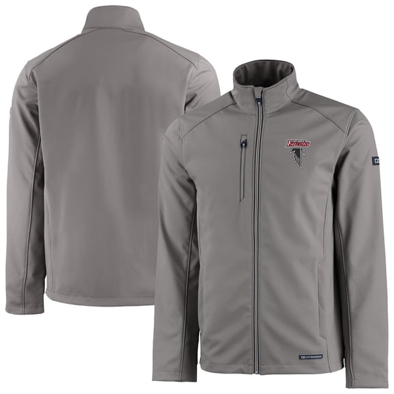 Men's Cutter & Buck Gray Atlanta Falcons Evoke Eco Softshell Recycled Full-Zip Jacket