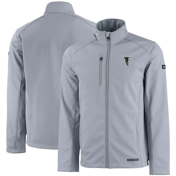 Men's Cutter & Buck Gray Atlanta Falcons Evoke Eco Softshell Recycled Full-Zip Jacket