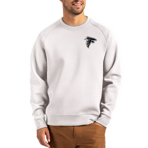 Men's Cutter & Buck Gray Atlanta Falcons Primary Logo Roam Recycled Raglan Pullover Sweatshirt
