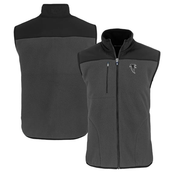 Men's Cutter & Buck Gray Atlanta Falcons Throwback Cascade Eco Sherpa Fleece Full-Zip Vest