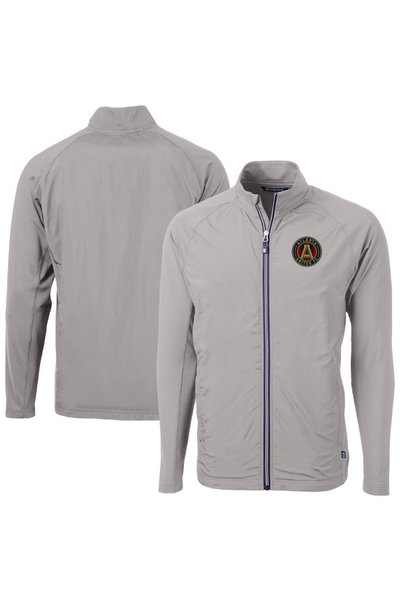 Men's-Cutter & Buck  Gray Atlanta United FC Adapt Eco Knit Hybrid Recycled Full-Zip Jacket