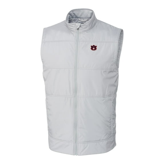 Men's Cutter & Buck Gray Auburn Tigers Big & Tall Stealth DryTec Full-Zip Vest