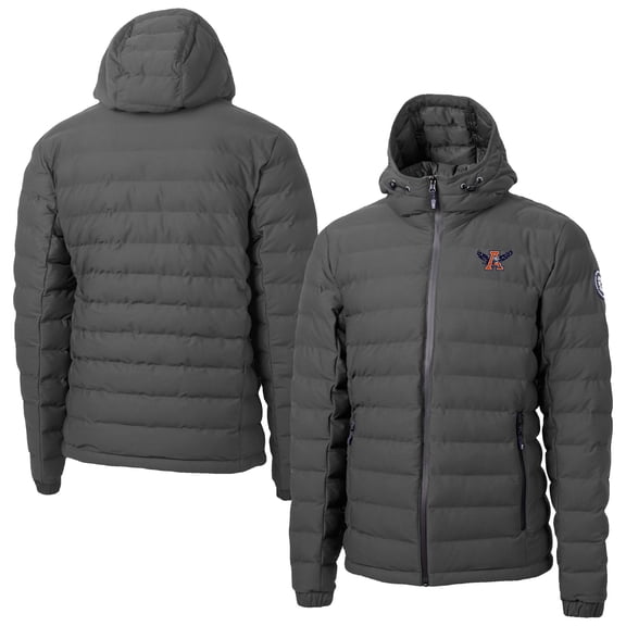 Men's-Cutter & Buck Gray Auburn Tigers Mission Ridge Eco Insulated Repreve Hooded Full-Zip Puffer Jacket