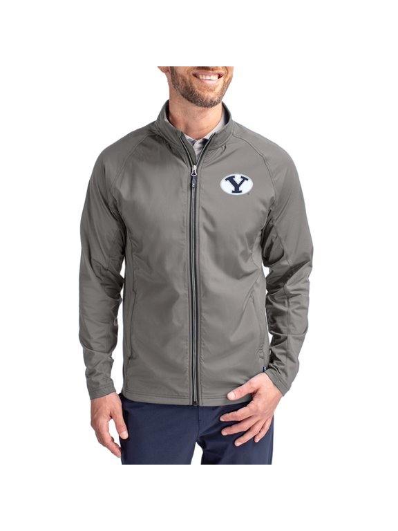 Men's Cutter & Buck Gray BYU Cougars Adapt Eco Hybrid Recycled Full-Zip Jacket