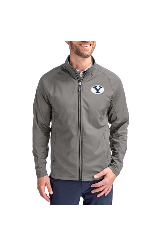 Men's Cutter & Buck Gray BYU Cougars Adapt Eco Hybrid Recycled Full-Zip Jacket