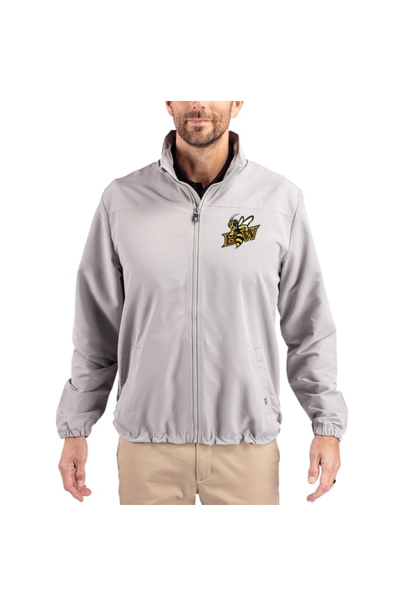 Men's Cutter & Buck Gray Baldwin Wallace Yellow Jackets Charter Eco Recycled Full-Zip Jacket