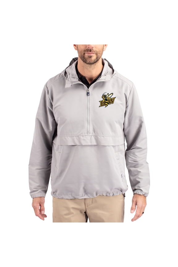 Men's Cutter & Buck Gray Baldwin Wallace Yellow Jackets Charter Eco Recycled Half-Zip Anorak Jacket