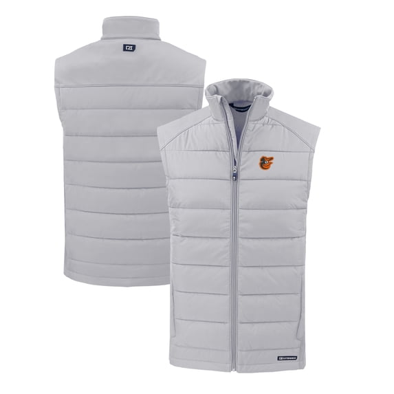 Men's Cutter & Buck Gray Baltimore Orioles Evoke Hybrid Eco Softshell Recycled Full-Zip Vest