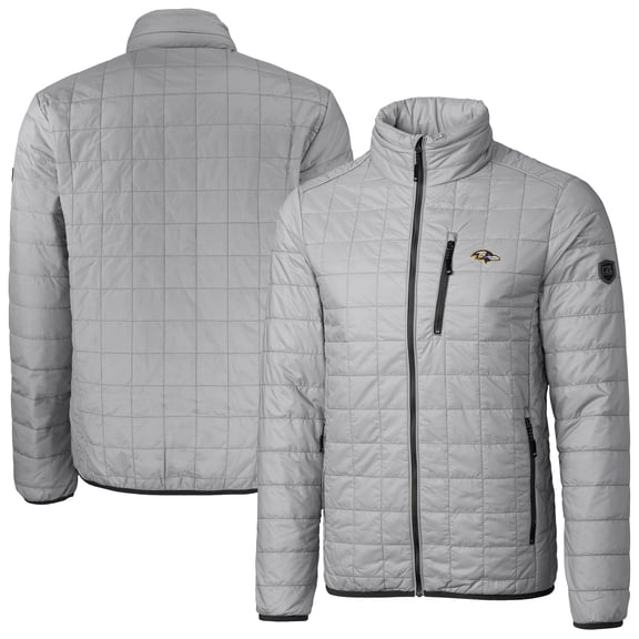 Men's Cutter & Buck Gray Baltimore Ravens Big & Tall Rainier PrimaLoft Eco Insulated Full-Zip Hoodie Puffer Jacket