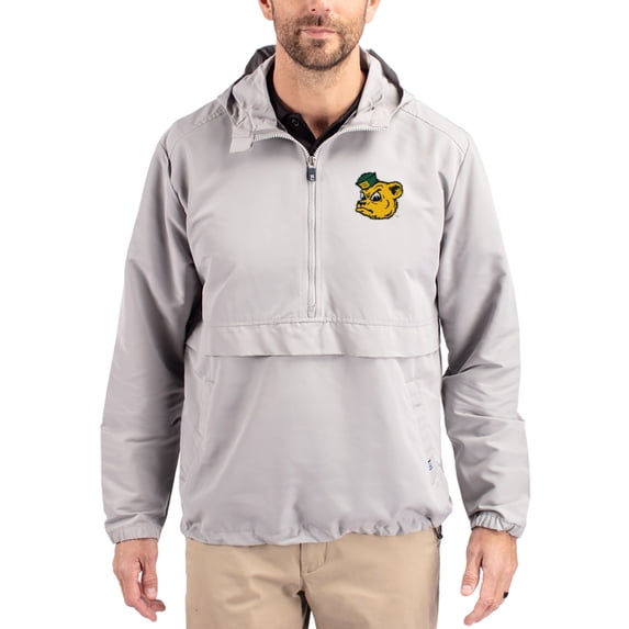 Men's Cutter & Buck Gray Baylor Bears Charter Eco Recycled Half-Zip Anorak Jacket