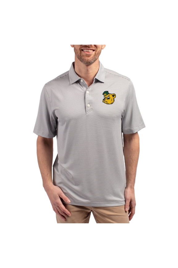 Men's Cutter & Buck Gray Baylor Bears Forge Eco Double Stripe Stretch Recycled Polo