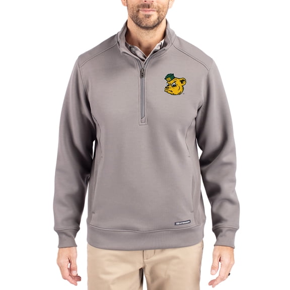 Men's-Cutter & Buck  Gray Baylor Bears Roam Eco Recycled Quarter-Zip Pullover