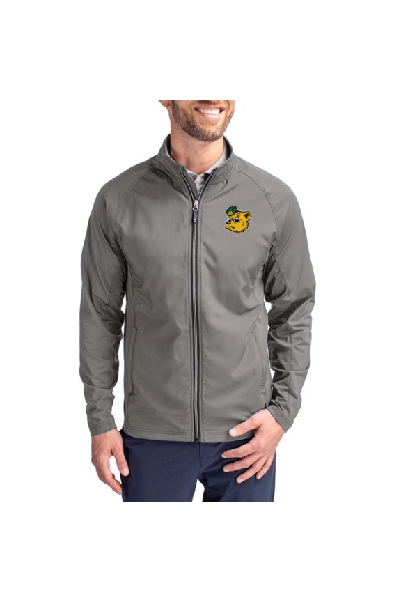 Men's Cutter & Buck Gray Baylor Bears Vault Logo Adapt Eco Knit Raglan Full-Zip Jacket