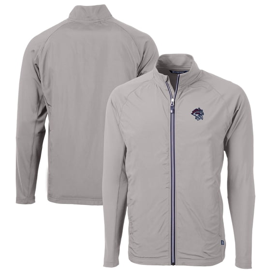 Men's Cutter & Buck Gray Binghamton Rumble Ponies Adapt Eco Knit Hybrid Recycled Full-Zip Jacket