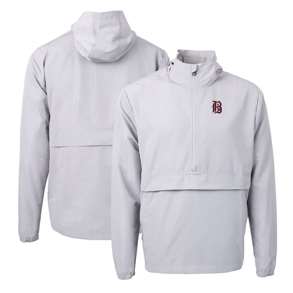 Men's Cutter & Buck Gray Birmingham Barons Charter Eco Recycled Half-Zip Anorak Jacket