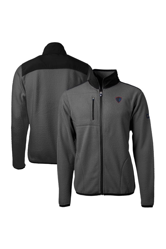 Men's Cutter & Buck  Gray/Black DePaul Blue Demons Cascade Eco Sherpa Fleece Full-Zip Jacket
