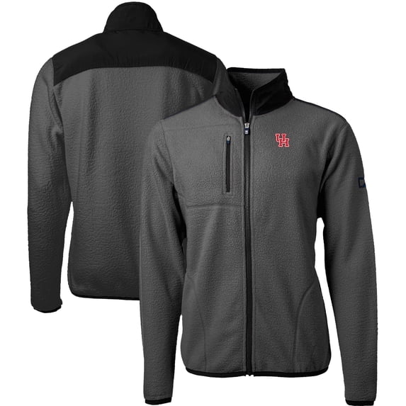 Men's Cutter & Buck Gray/Black Houston Cougars Cascade Eco Sherpa Fleece Full-Zip Jacket