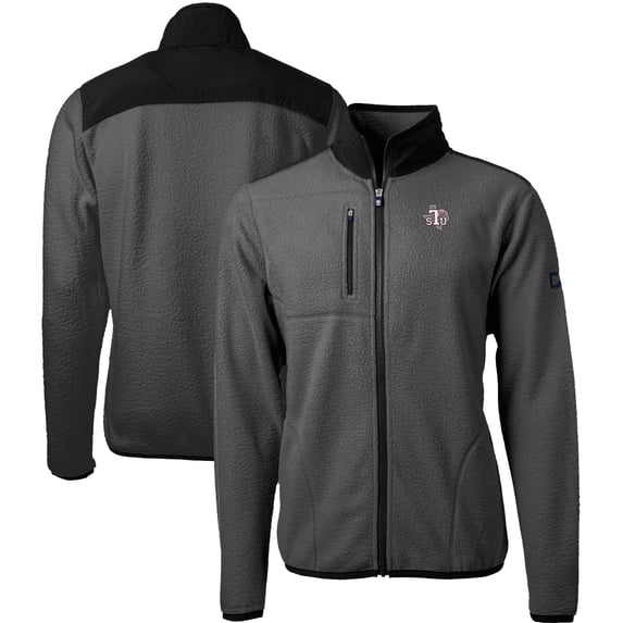 Men's Cutter & Buck Gray/Black Texas Southern Tigers Cascade Eco Sherpa Fleece Full-Zip Jacket