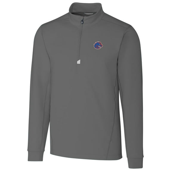 Men's Cutter & Buck Gray Boise State Broncos Collegiate Big & Tall Traverse Half-Zip Jacket