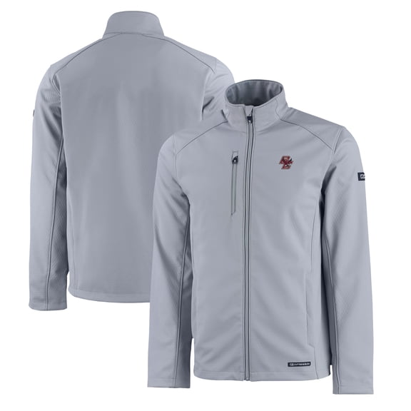Men's Cutter & Buck  Gray Boston College Eagles Evoke Eco Softshell Recycled Full-Zip Jacket