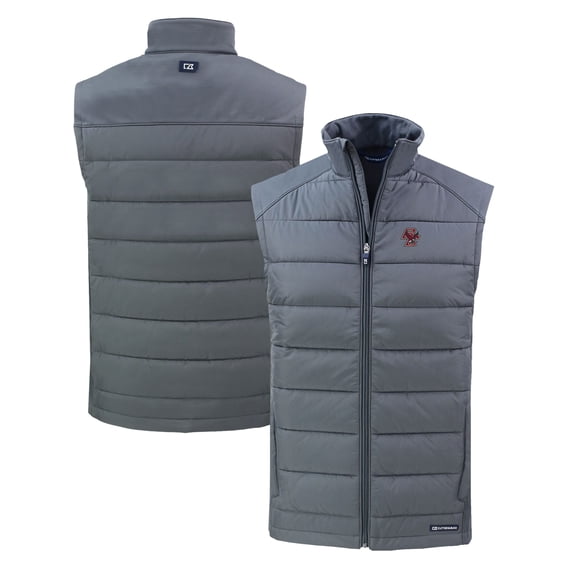 Men's Cutter & Buck Gray Boston College Eagles Evoke Hybrid Eco Softshell Recycled Full-Zip Vest