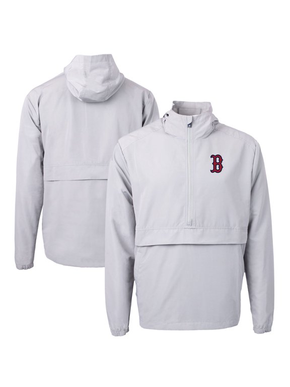 Men's Cutter & Buck Gray Boston Red Sox Charter Eco Recycled Half-Zip Anorak Jacket