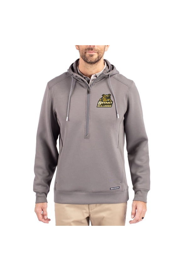 Men's-Cutter & Buck Gray Bryant Bulldogs Roam Eco Recycled Half-Zip Pullover Hoodie