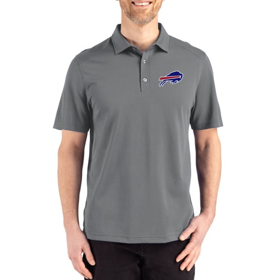 Men's Cutter & Buck Gray Buffalo Bills Big & Tall Advantage Refresh Epic Confidence Recycled Tri-Blend Pique Polo