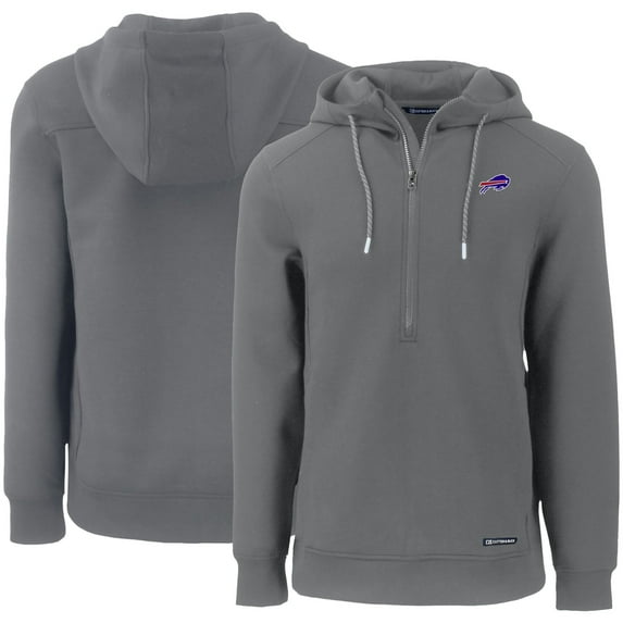 Men's Cutter & Buck Gray Buffalo Bills Primary Mark Roam Eco Recycled Half-Zip Pullover Hoodie