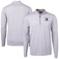 thumbnail image 1 of Men's Cutter & Buck Gray Carolina Panthers Virtue Eco Pique Micro Stripe Recycled Quarter-Zip Jacket, 1 of 3