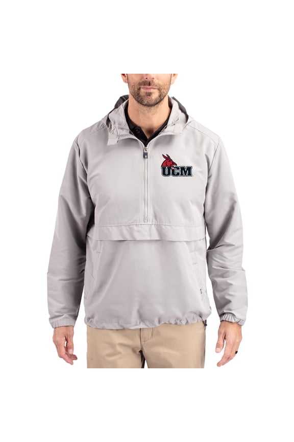 Men's Cutter & Buck Gray Central Missouri Mules Charter Eco Recycled Half-Zip Anorak Jacket