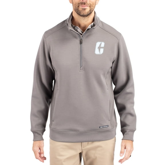 Men's-Cutter & Buck Gray Charlotte 49ers Roam Eco Recycled Quarter-Zip Pullover