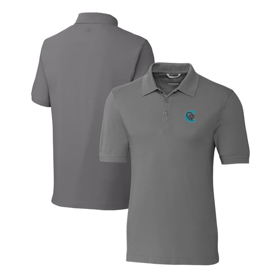 Men's Cutter & Buck Gray Charlotte Knights DryTec Advantage Tri-Blend Pique Polo