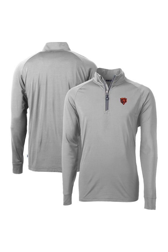 Men's Cutter & Buck Gray Chicago Bears Big & Tall Adapt Eco DryTec Raglan Quarter-Zip Jacket