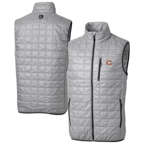 Men's Cutter & Buck Gray Chicago Bears Big & Tall Rainier PrimaLoft Eco Insulated Full-Zip Puffer Vest
