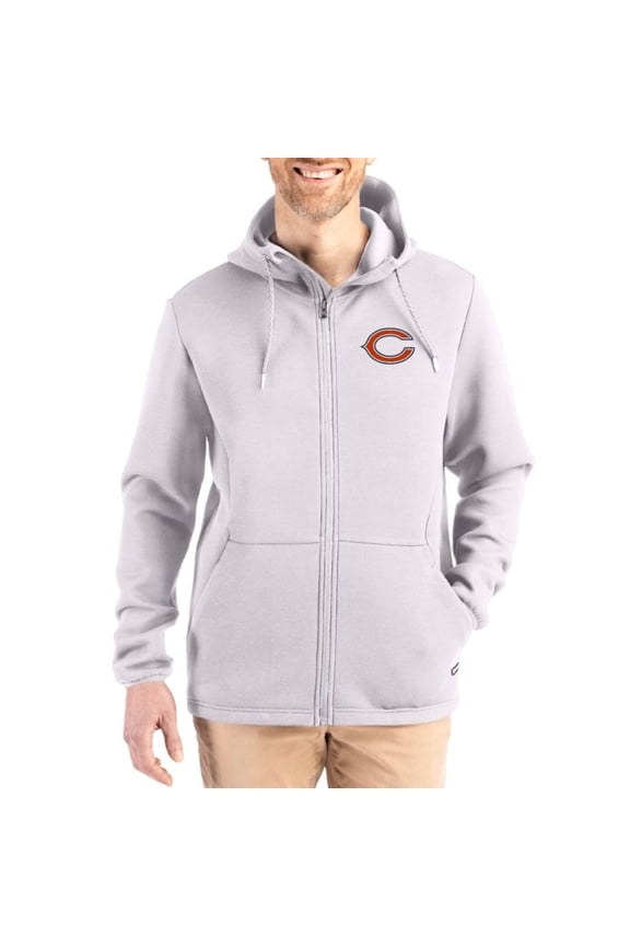 Men's Cutter & Buck Gray Chicago Bears Roam Epic Comfort Recycled Full-Zip Hoodie Jacket