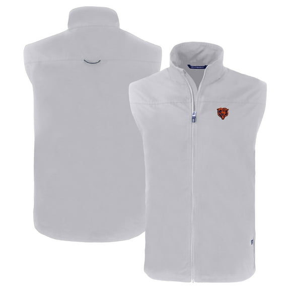 Men's Cutter & Buck Gray Chicago Bears Throwback Charter Eco Recycled Full-Zip Vest