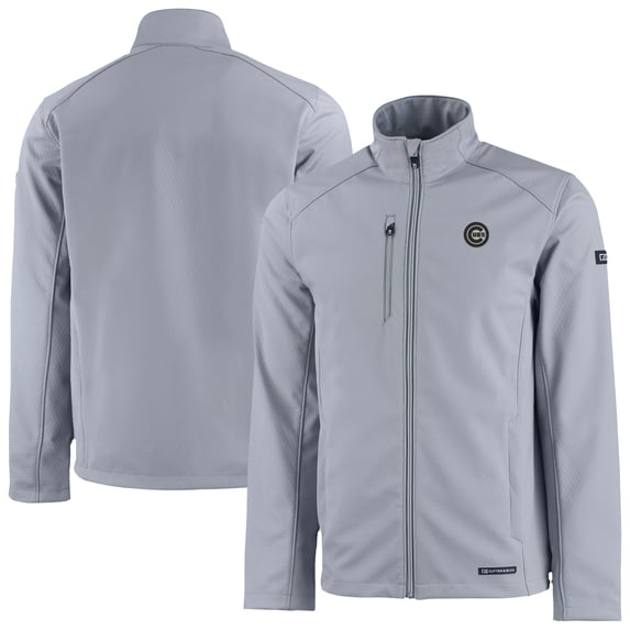 Men's Cutter & Buck Gray Chicago Cubs Evoke Eco Softshell Recycled Full-Zip Jacket