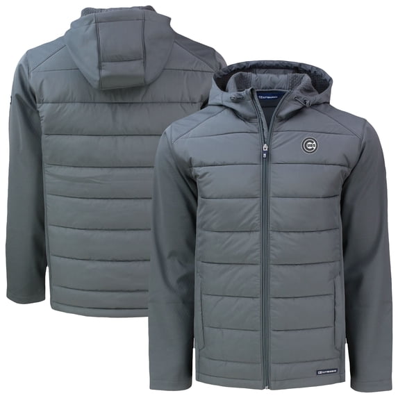 Men's Cutter & Buck Gray Chicago Cubs Evoke Hybrid Eco Softshell Recycled Full-Zip Jacket