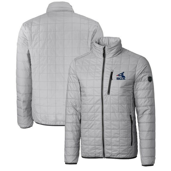 Men's Cutter & Buck Gray Chicago White Sox Big & Tall Rainier PrimaLoft- Eco Insulated Full-Zip Hoodie Puffer Jacket