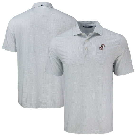 Men's Cutter & Buck Gray Cincinnati Reds Big & Tall Pike Eco Diamond Dot Print Polo