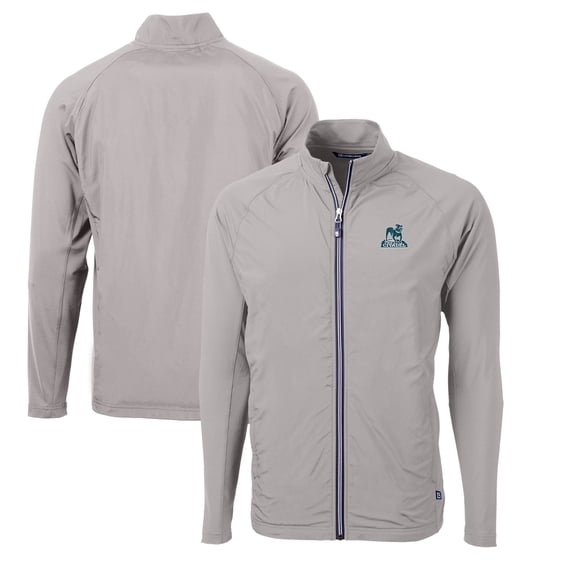 Men's Cutter & Buck Gray Citadel Bulldogs Big & Tall Adapt Eco Knit Hybrid Recycled Raglan Full-Zip Jacket