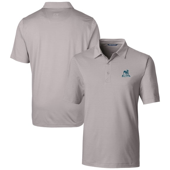 Men's Cutter & Buck Gray Citadel Bulldogs Vault Forge Pencil Stripe Stretch Polo