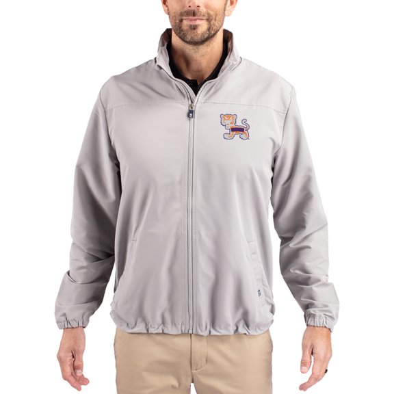 Men's Cutter & Buck Gray Clemson Tigers Charter Eco Recycled Full-Zip Jacket