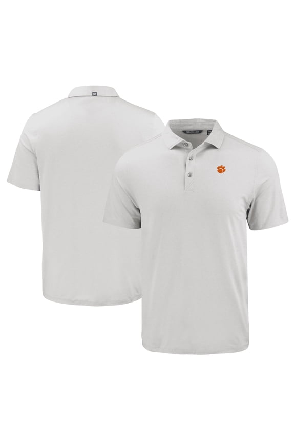 Men's Cutter & Buck Gray Clemson Tigers Coastline Epic Comfort Eco Recycled Polo