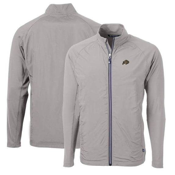 Men's Cutter & Buck Gray Colorado Buffaloes Big & Tall Adapt Eco Knit Hybrid Recycled Full-Zip Jacket