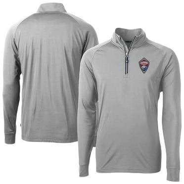 Men's-Cutter & Buck  Gray Colorado Rapids Adapt Eco Knit Stretch Recycled Raglan Quarter-Zip Pullover Top