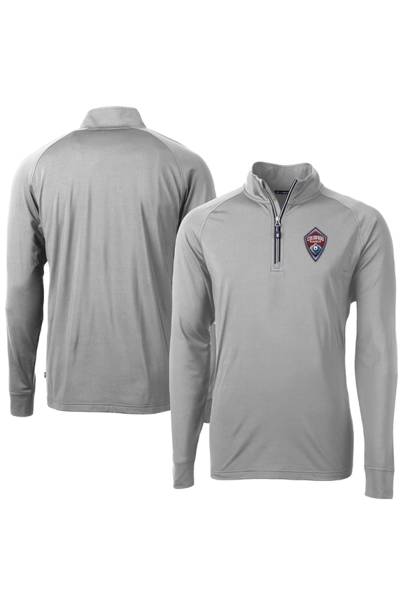 Men's-Cutter & Buck Gray Colorado Rapids Adapt Eco Knit Stretch Recycled Raglan Quarter-Zip Pullover Top