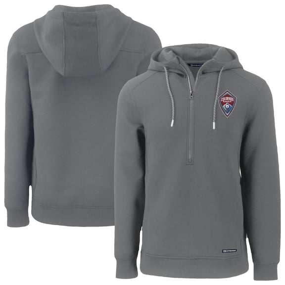 Men's-Cutter & Buck Gray Colorado Rapids Roam Eco Half-Zip Recycled Pullover Hoodie
