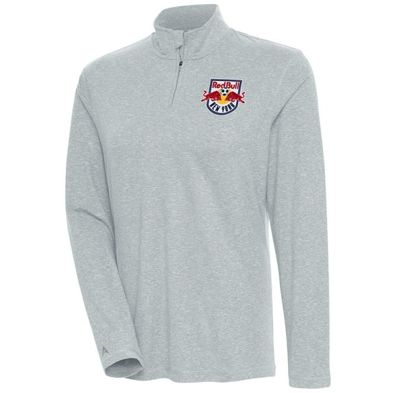 Women's Antigua  Heather Black New York Red Bulls Confront Quarter-Zip Pullover Top